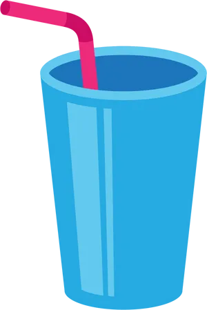 Blue Cup With Pink Straw Emoji PNG image
