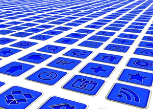 Blue Digital Icons Pattern