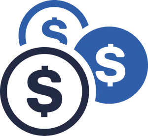 Blue Dollar Signs Icon PNG image