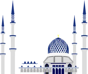 Blue Domed Mosque Illustration
