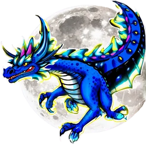 Blue Dragon And Moon Png Ecb PNG image