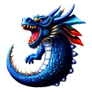 Blue Dragon And Moon PNG Oou PNG