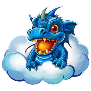 Blue Dragon In Clouds PNG 06252024