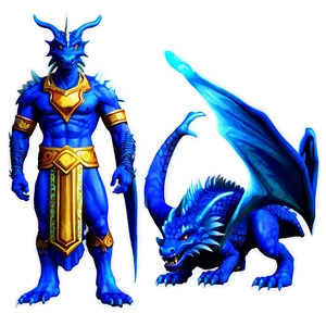 Blue Dragon With Aurora PNG 78