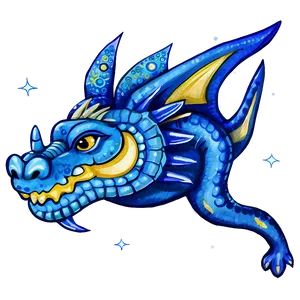 Blue Dragon With Stars PNG 29