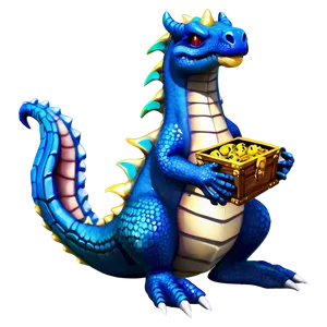 Blue Dragon With Treasure PNG Uwk