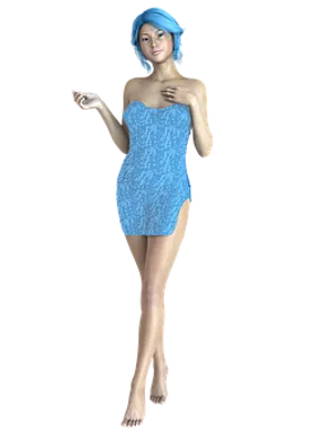 Blue Dress3 D Model