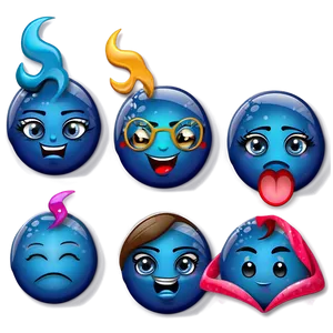 Blue Emoji Expressions PNG 06282024