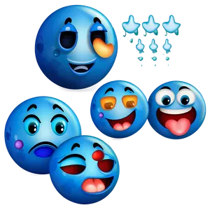 Blue Emoji Reactions PNG Set 06282024 PNG