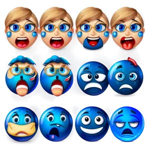Blue Emoji Reactions PNG Set Xlj93 PNG