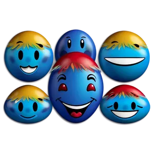 Blue Emoji Smiles PNG Series 06282024