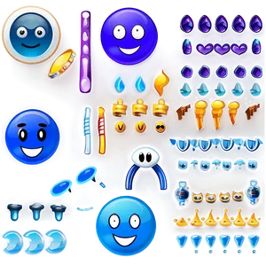 Blue Emojis PNG For Designers Hta
