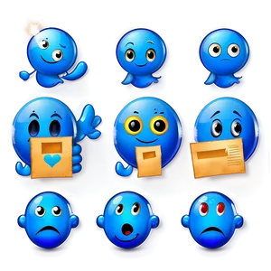 Blue Emojis PNG For Digital Communication 06282024 PNG