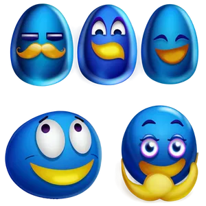 Blue Emojis PNG For Projects 18