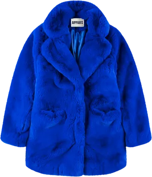 Blue Faux Fur Coat Apparis Brand PNG image