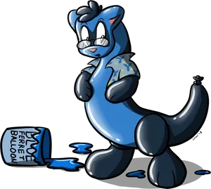 Blue Ferret Balloon Spill Illustration PNG image