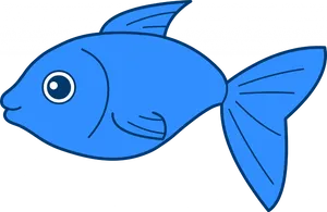 Blue Fish Cartoon Illustration PNG image