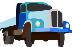 Blue Flatbed Truck Illustration