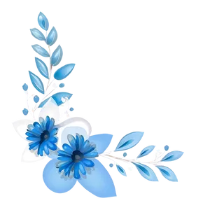 Blue Floral Corner Border Png Gdi72 PNG image