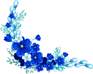 Blue Floral Corner Design PNG image