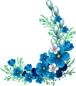 Blue_ Floral_ Corner_ Design PNG image