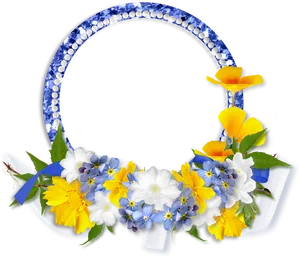 Blue_ Floral_ Frame_with_ Yellow_ Accents.png PNG image