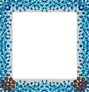 Blue Floral Pixel Art Frame