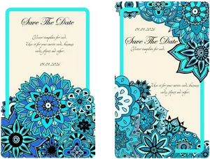 Blue Floral Save The Date Card Design PNG image
