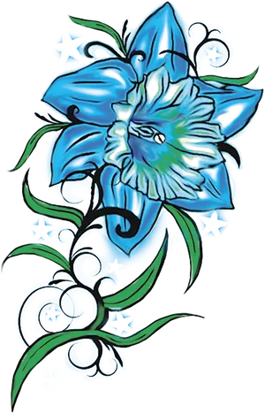 Blue Floral Tattoo Design PNG image