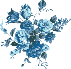 Blue Floral Vector Illustration PNG image