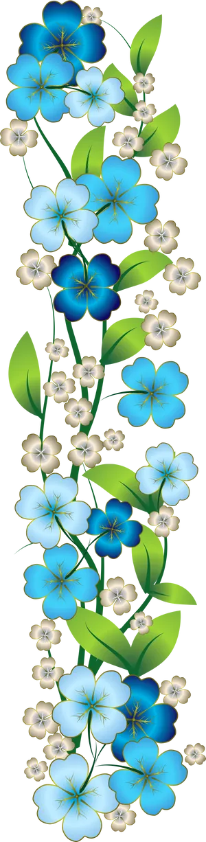Blue_ Floral_ Vertical_ Border_ Design PNG image
