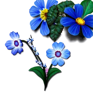 Blue Flower Print PNG Icp