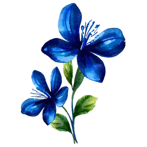Blue Flower Watercolor PNG 49