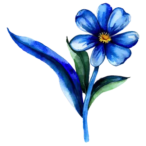 Blue Flower Watercolor PNG 76