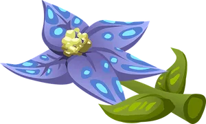 Blue Flowered Plant Illustration PNG image