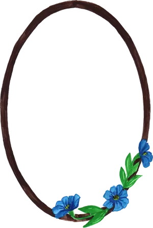 Blue Flowers Oval Frame PNG image