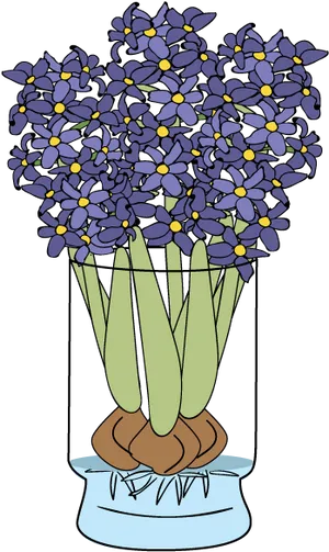 Blue Flowersin Pot Illustration PNG image