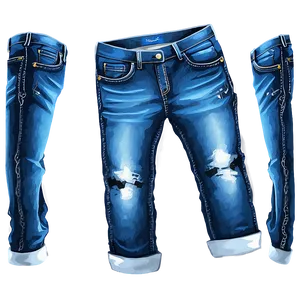 Blue Folded Jeans Png 06272024 PNG image