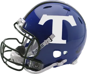 Blue Football Helmetwith White Letter T PNG image