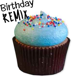 Blue Frosted Cupcakewith Sprinkles PNG image