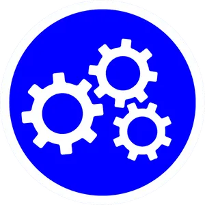 Blue Gear Icon Circle