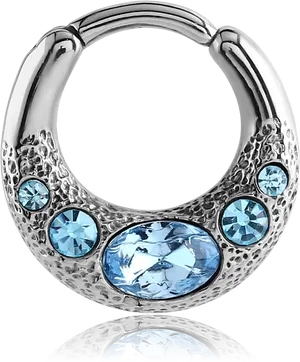 Blue Gemstone Circular Barbell Piercing Jewelry PNG image