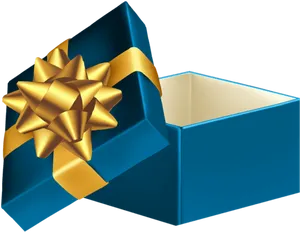 Blue Gift Boxwith Golden Ribbon