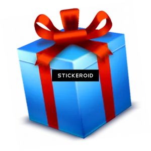 Blue Gift Boxwith Red Ribbon Icon PNG image