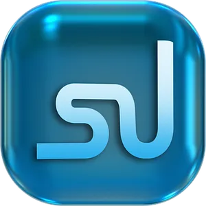 Blue Glossy Stylized S U Icon PNG image