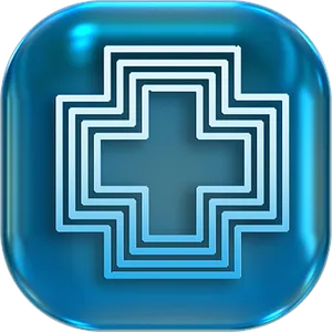 Blue Glow Medical Cross Icon PNG image