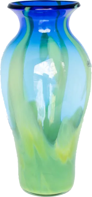 Blue Green Gradient Glass Vase PNG image