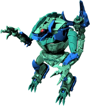 Blue Green Robot Transformers Character