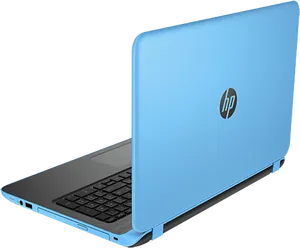 Blue H P Laptop Rear View PNG image