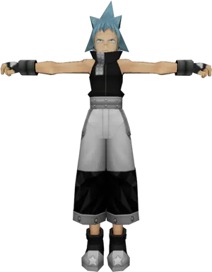 Blue Haired Animated Character T Pose PNG image